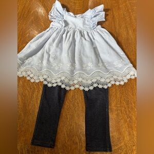 BCBGirls Blue and White Matching Set with Lace Trim
